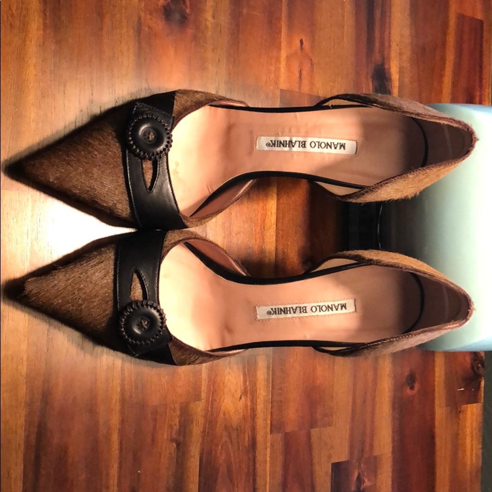 Manolo Blahnick Brown Mohair Heels-Very Unique!